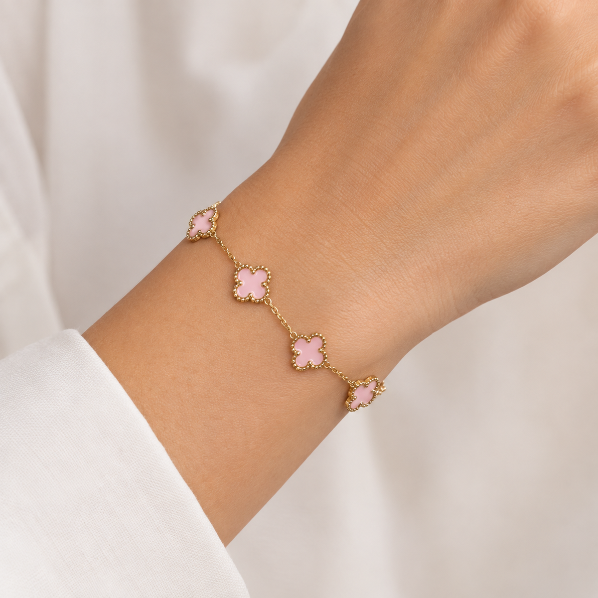 Bracciale Dorato con Fiori e Strass acciai inossidabile