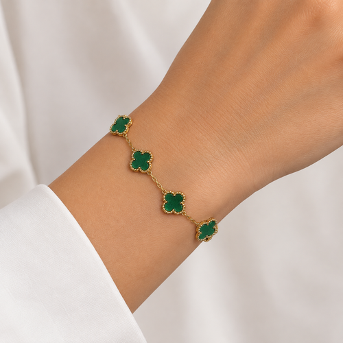 Bracciale Dorato con Fiori e Strass acciai inossidabile
