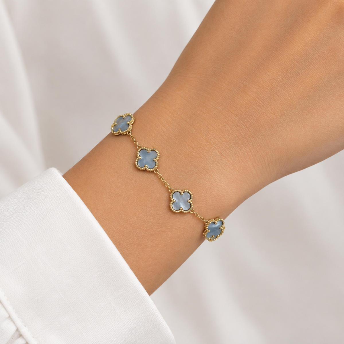 Bracciale Dorato con Fiori e Strass acciai inossidabile